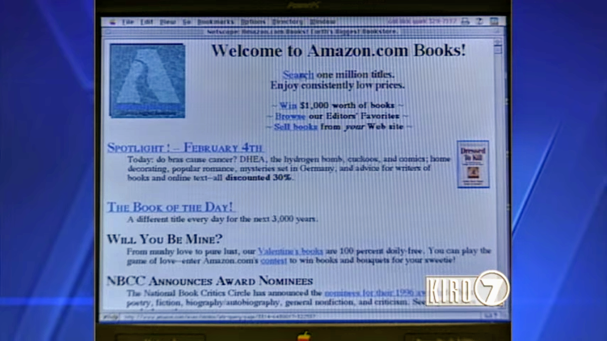 Amazon.com homepage image from 1997